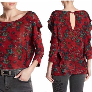 FREE PEOPLE Dock Street Top In Red Combo XS New